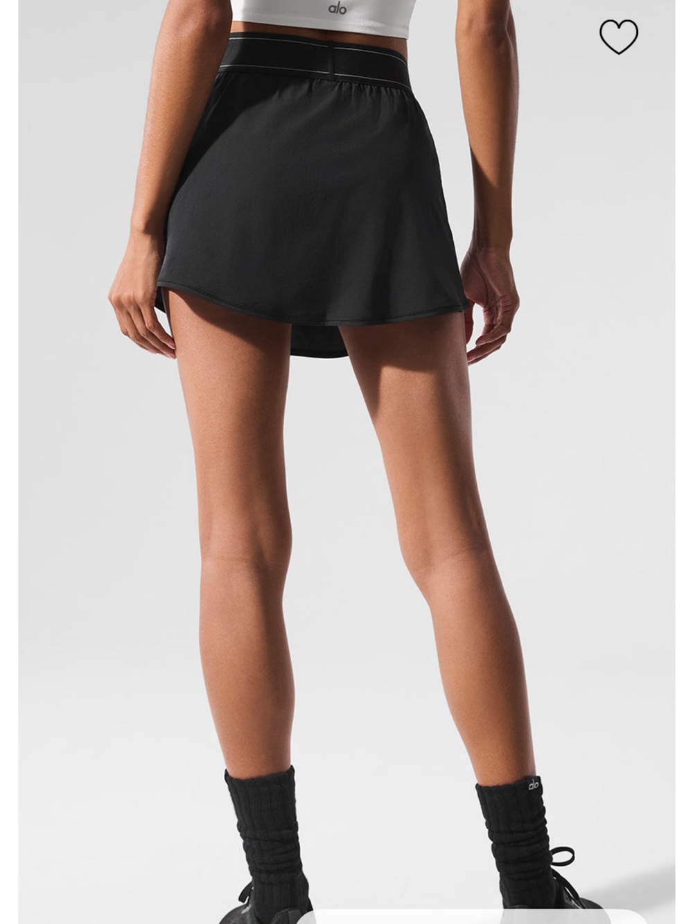 ALO Yoga Black Women's Athletic Skort with Branded Waistband - Picture 2 of 5